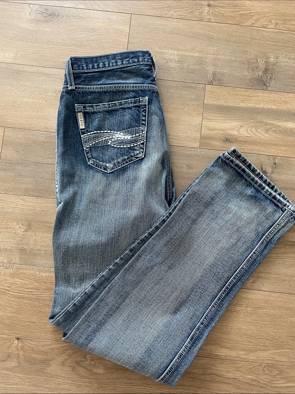 Cinch Men’s Faded Blue Bootcut Jeans, 34 x 38